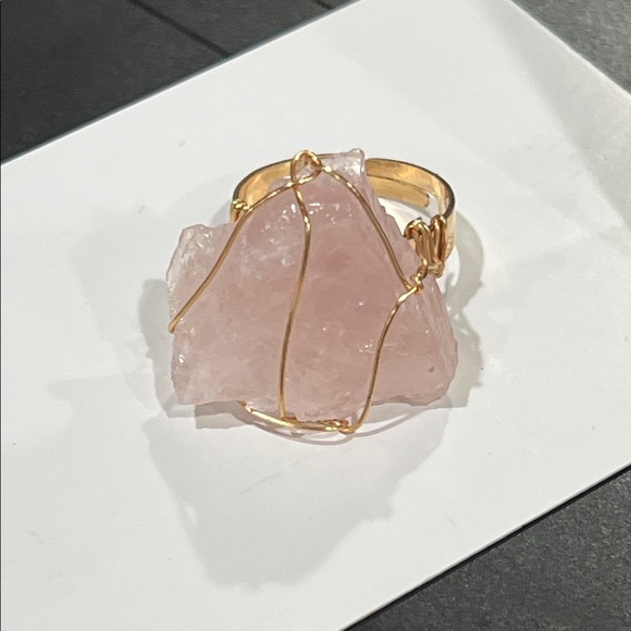 Rose Quartz Hand Wrapped Copper Wire Ring - Picture 1 of 7